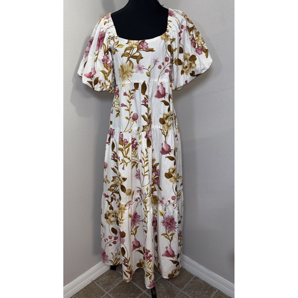New Kings Road Tiered Maxi Dress Women's‎ Large Floral Cottage Boho Festival